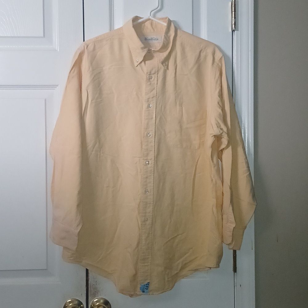 Brooks Brothers Original Polo Shirt  yellow long sleeve button down Sz 16 (32)